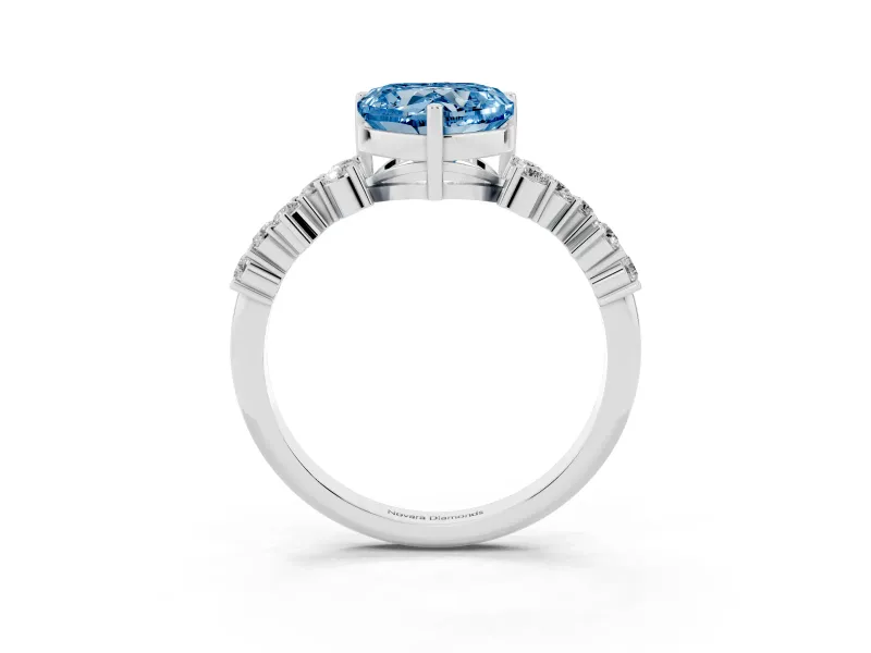 Heart-Shaped Accented Engagement Ring Setting for a Fancy Blue Lab-Grown Diamond | Sterling Silver