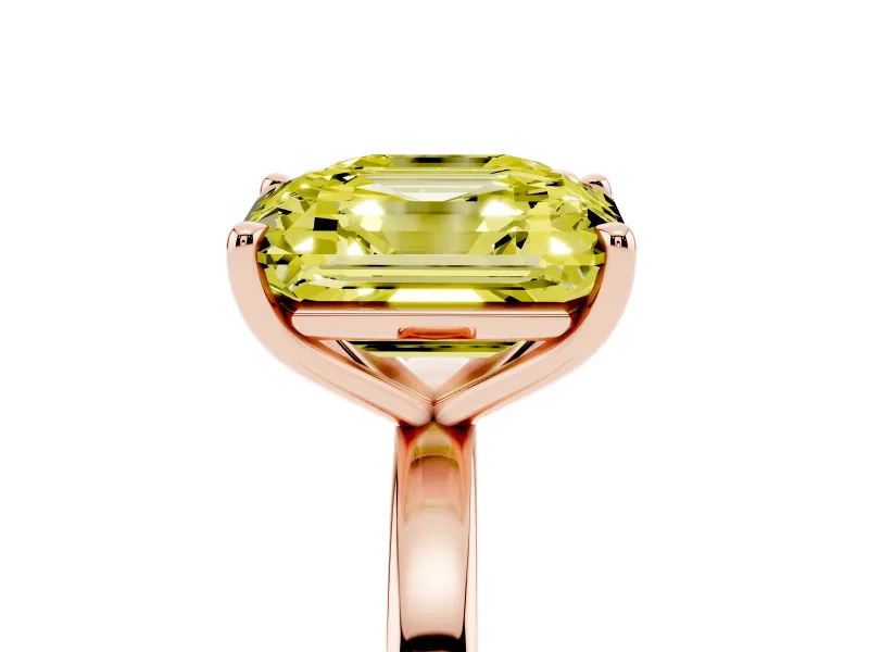 Fancy Yellow Asscher Cut and Emerald Cut Toi Moi Ring Set in Rose gold with Prong Setting