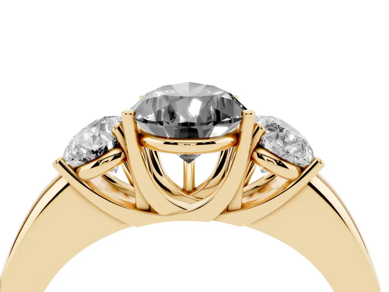 Pear-Shaped Three Stone Engagement Ring Setting for a Black Center | Plain Band | Yellow Gold