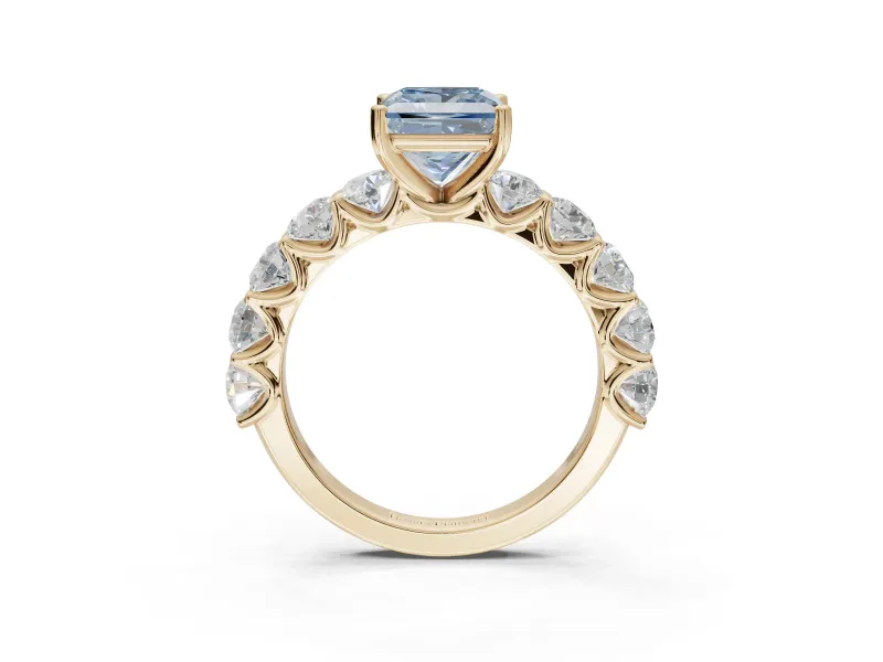 Princess Cut Engagement Ring Setting for a Fancy Blue Lab-Grown Diamond | Yellow Gold - Design NV-24455