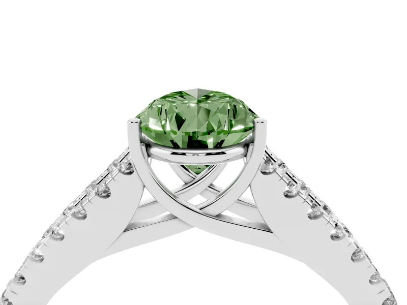 Pear-Shaped Graduated Split Shank Engagement Ring Setting for a Fancy Green Lab-Grown Diamond | Sterling Silver