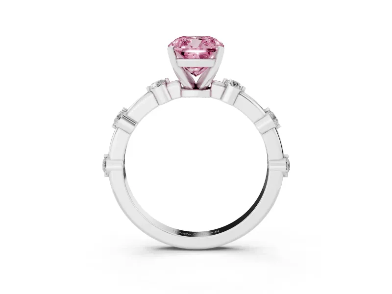 Cushion Cut Bar Set Engagement Ring Setting for a Fancy Pink Lab-Grown Diamond | Sterling Silver