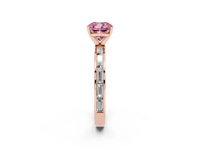 Cushion Cut Channel Set Engagement Ring Setting for a Fancy Pink Lab-Grown Diamond | Rose Gold
