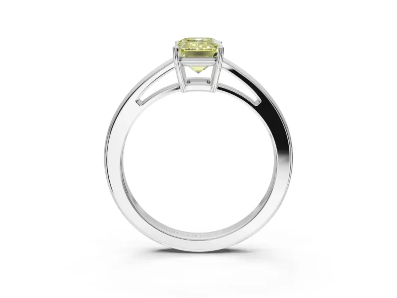 Emerald Cut Cathedral Engagement Ring Setting for a Fancy Yellow Lab-Grown Diamond | White Gold - Design NV-24626