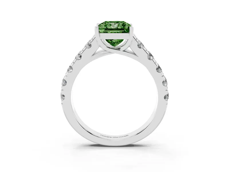 Princess Cut Engagement Ring Setting for a Fancy Green Lab-Grown Diamond | Platinum - Design NV-24643