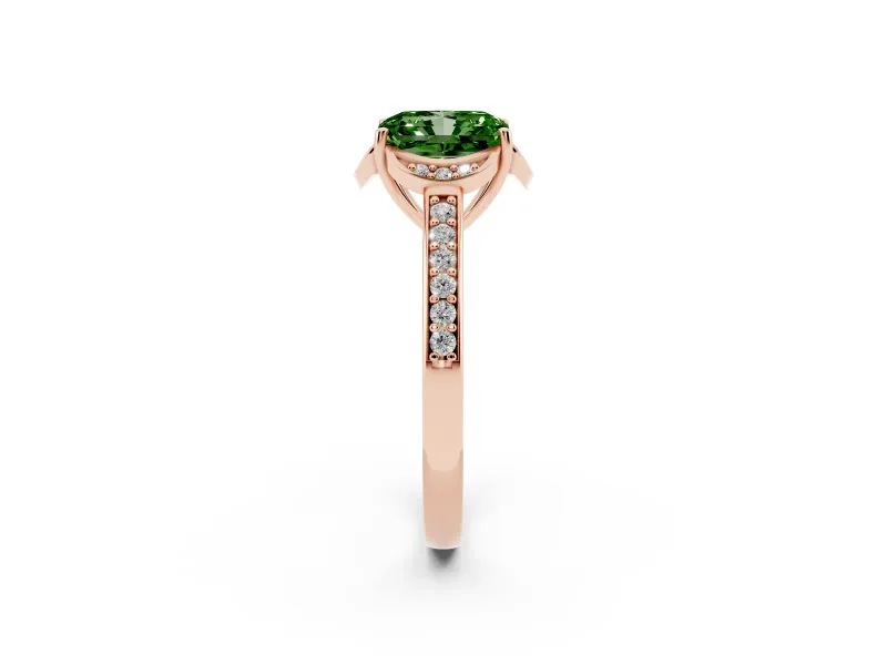 Radiant Cut Floral Pavé Engagement Ring Setting for a Fancy Green Lab-Grown Diamond | Rose Gold