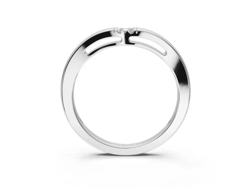 Round Lab-Grown Diamond Toi et Moi Curved Wedding Band | Side Slot Cut-Outs | Sterling Silver