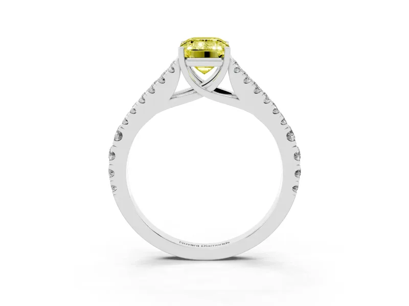 Emerald Cut Graduated Split Shank Engagement Ring Setting for a Fancy Yellow Lab-Grown Diamond | Platinum