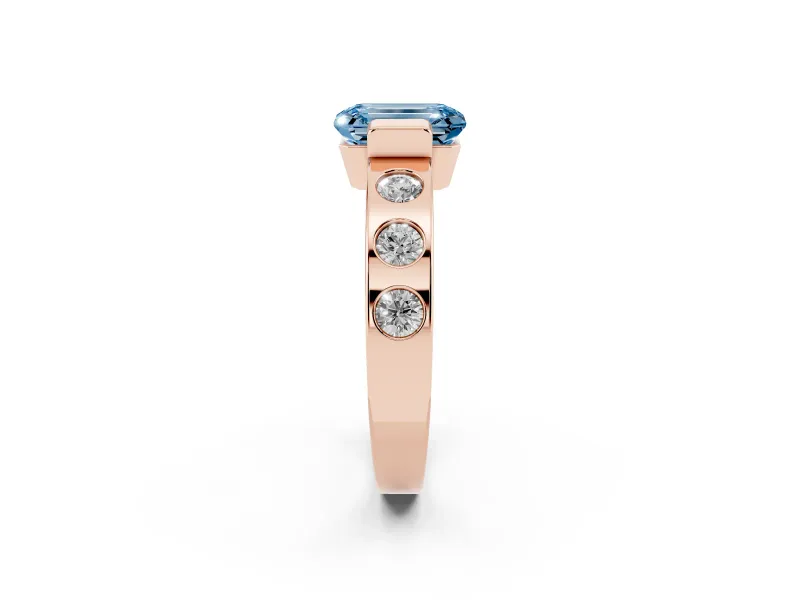 Emerald Cut Tension Style Engagement Ring Setting for a Fancy Blue Lab-Grown Diamond | Rose Gold