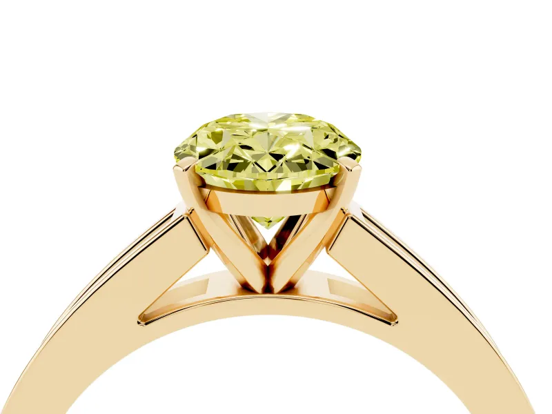 Oval Channel Engagement Ring Setting for a Fancy Yellow Lab-Grown Diamond | Yellow Gold