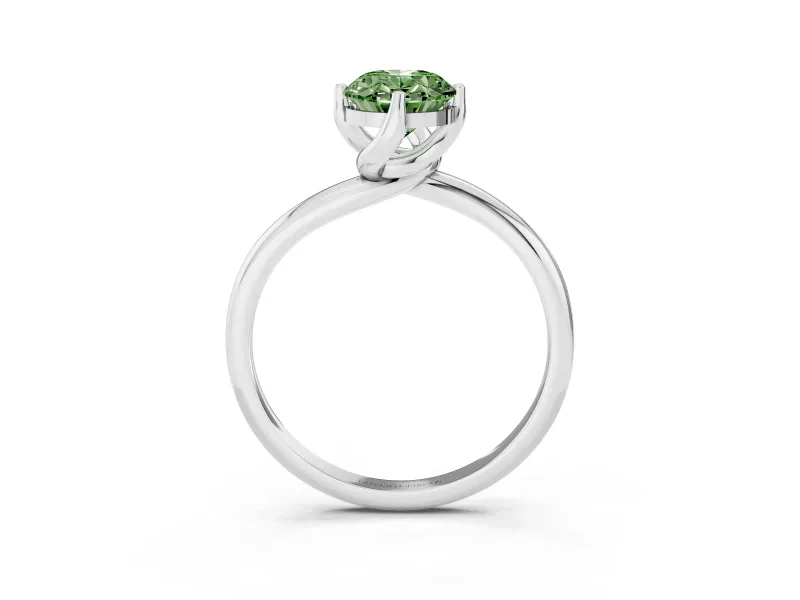 Oval Bypass Solitaire Engagement Ring Setting for a Fancy Green Lab-Grown Diamond | Platinum