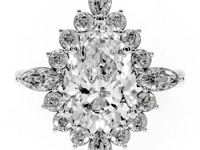 Pear-Shaped Cluster Halo Engagement Ring Setting | White Gold