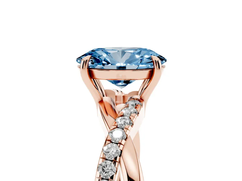 Oval Crossover Engagement Ring Setting for a Fancy Blue Lab-Grown Diamond | Rose Gold