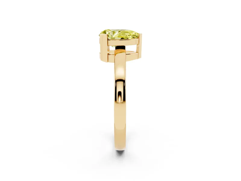 Pear-Shaped Solitaire Engagement Ring Setting for a Fancy Yellow Lab-Grown Diamond | Flat Tab Prongs | Yellow Gold