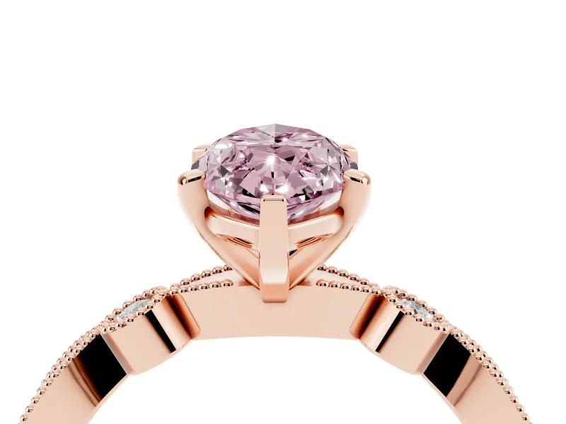 Marquise Vintage Milgrain Engagement Ring Setting for a Fancy Pink Lab-Grown Diamond | Rose Gold