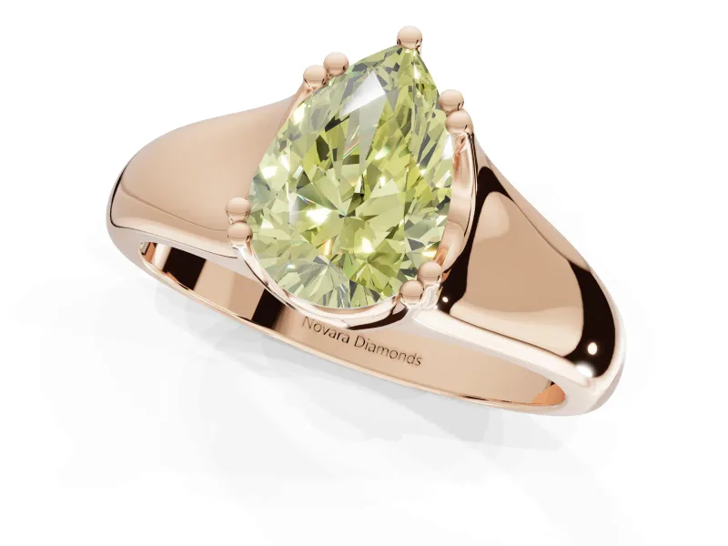 Pear-Shaped Double Claw Solitaire Engagement Ring Setting for a Fancy Yellow Lab-Grown Diamond | Rose Gold