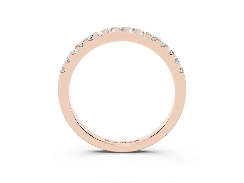 Round Lab-Grown Diamond Pavé Half Eternity Wedding Band | Low Shared Prongs | Rose Gold