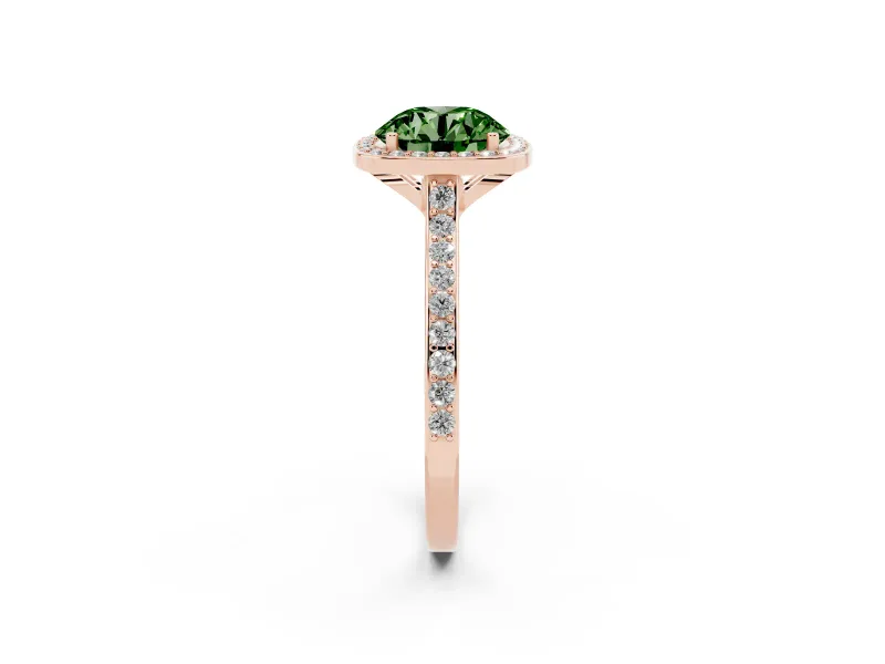 Round Halo Engagement Ring Setting for a Fancy Green Lab-Grown Diamond | Rose Gold - Design NV-24729