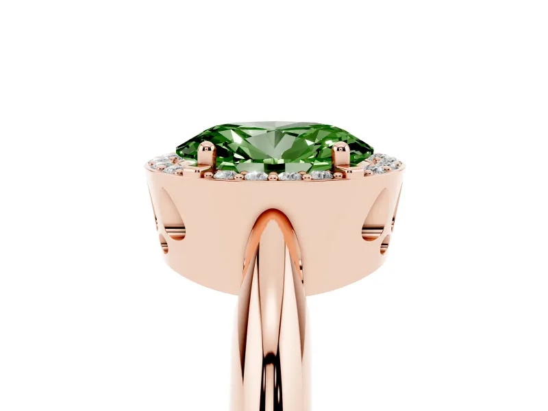 Oval Halo Engagement Ring Setting for a Fancy Green Lab-Grown Diamond | Plain Band | Rose Gold