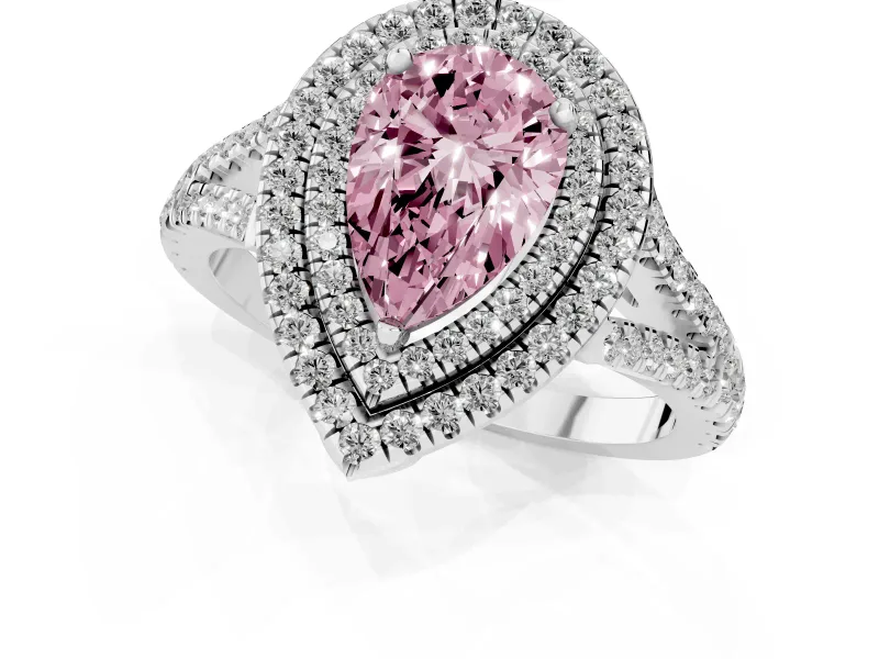 Pear-Shaped Halo Engagement Ring Setting for a Fancy Pink Lab-Grown Diamond | Sterling Silver - Design NV-24799