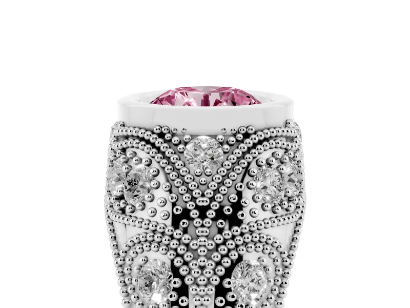 Round Vintage Bezel Engagement Ring Setting for a Fancy Pink Lab-Grown Diamond | Sterling Silver