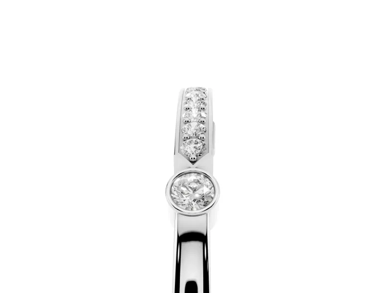 Round Diamond Pavé Bar Station Ring Set in Silver with Channel Setting