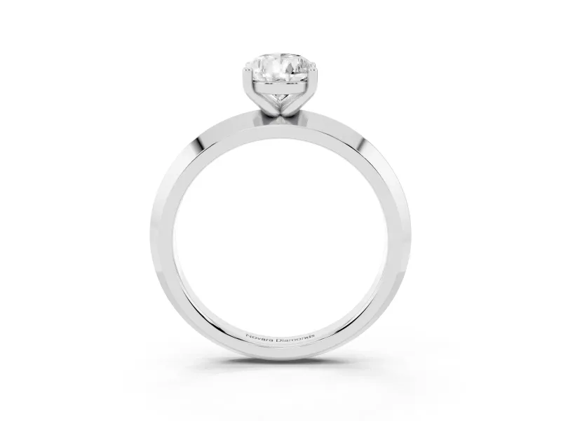 Pear-Shaped Knife-Edge Solitaire Engagement Ring Setting | Plain Band | Sterling Silver