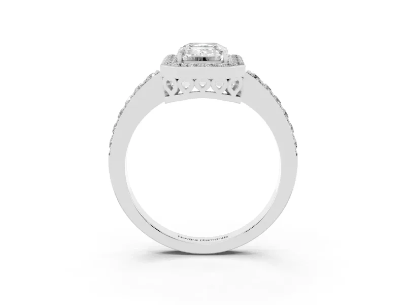 Emerald Cut Halo Engagement Ring Setting | Sterling Silver
