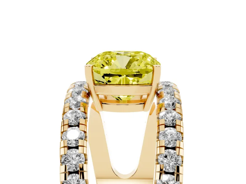 Cushion Cut Pavé Engagement Ring Setting for a Fancy Yellow Lab-Grown Diamond | Yellow Gold - Design NV-24679