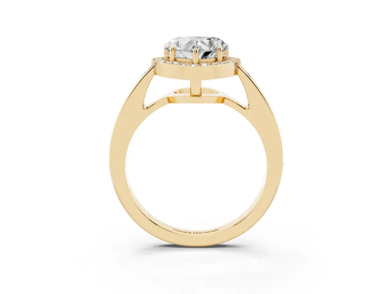 Heart-Shaped Framed Halo Engagement Ring Setting | Graduated Pavé Band | Yellow Gold