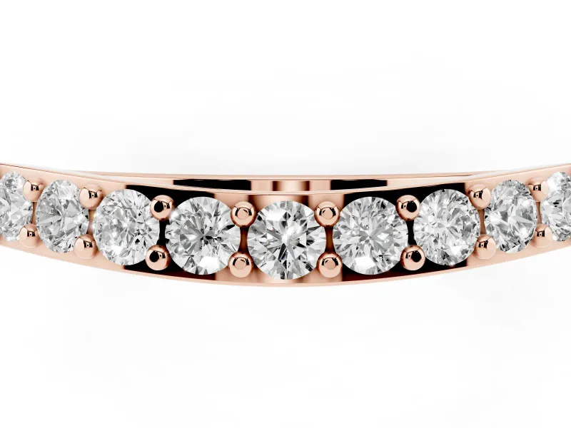 Round Lab-Grown Diamond Pavé Curved Half Eternity Wedding Band | Flat Top | Rose Gold
