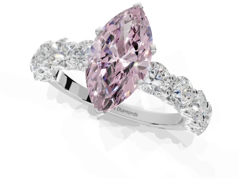 Marquise Engagement Ring Setting for a Fancy Pink Lab-Grown Diamond | Sterling Silver - Design NV-24455