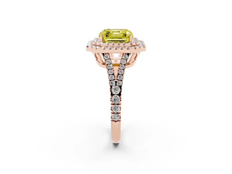 Asscher Cut Halo Engagement Ring Setting for a Fancy Yellow Lab-Grown Diamond | Rose Gold - Design NV-24799