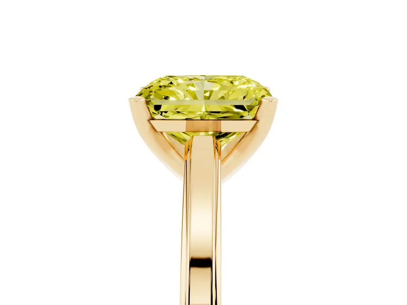 Radiant Cut Solitaire Engagement Ring Setting for a Fancy Yellow Lab-Grown Diamond | Stepped Flat Band | Yellow Gold
