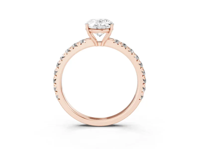 Oval Pave Engagement Ring Setting | Shared Prong Band | Rose Gold