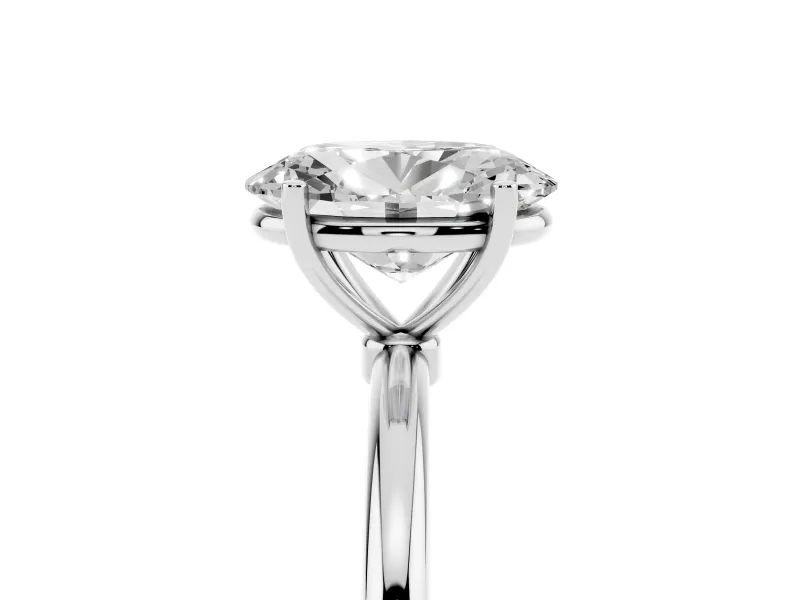 Oval Thin Solitaire Engagement Ring Setting | Straight Plain Band | Sterling Silver