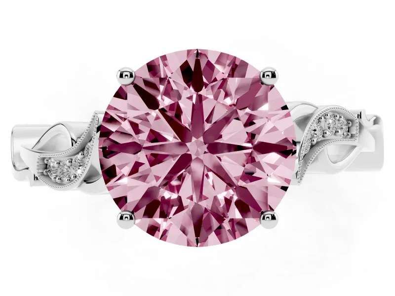 Round Vine Engagement Ring Setting for a Fancy Pink Lab-Grown Diamond | Platinum