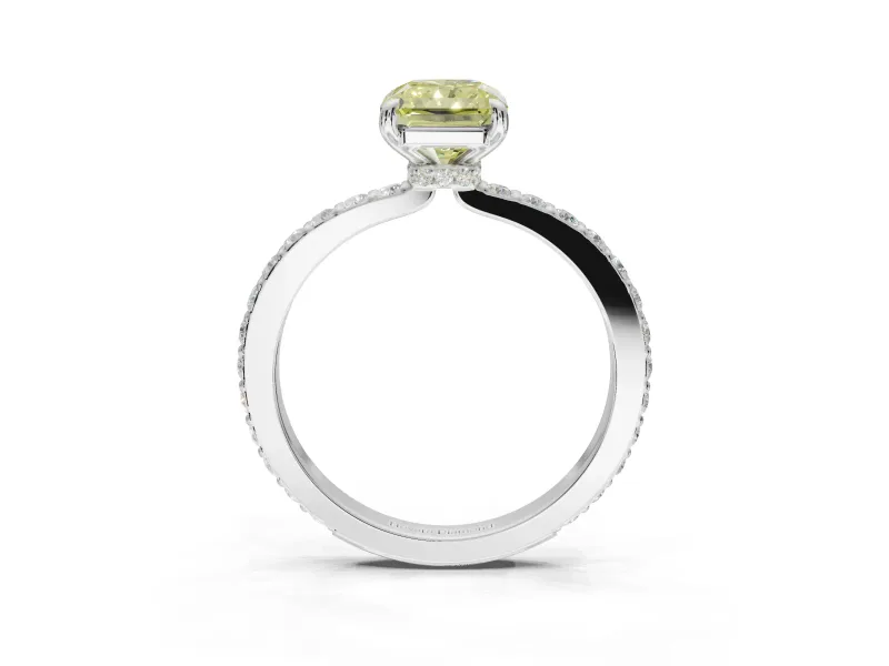 Radiant Cut Pavé Engagement Ring Setting for a Fancy Yellow Lab-Grown Diamond | Sterling Silver - Design NV-24928