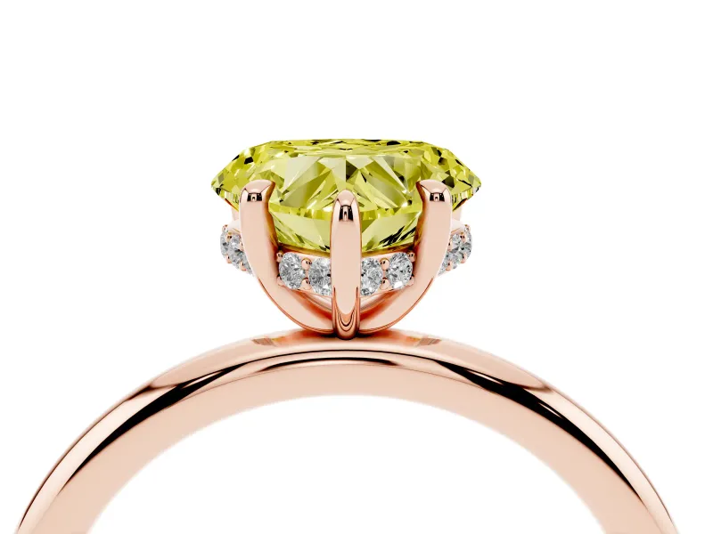 Heart-Shaped Hidden Halo Ring Setting for a Fancy Yellow Lab-Grown Diamond | Rose Gold