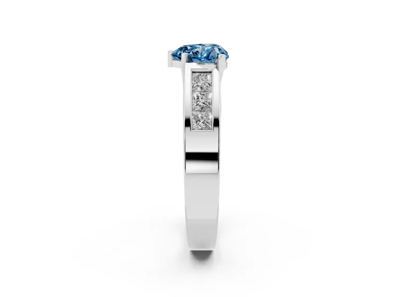 Heart-Shaped Channel-Set Engagement Ring Setting for a Fancy Blue Lab-Grown Diamond | Platinum