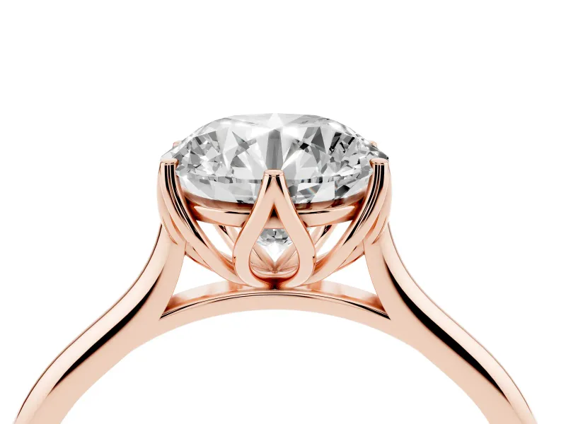Round Cathedral Solitaire Engagement Ring Setting | Tulip Gallery | Rose Gold