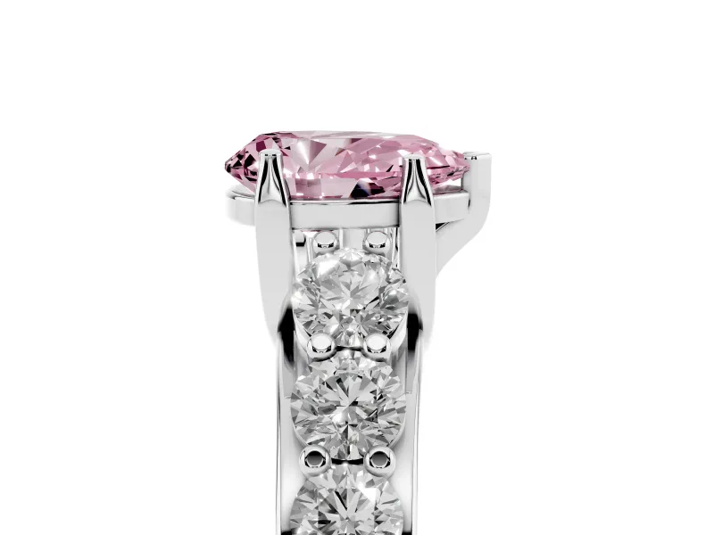 Pear-Shaped Graduated Engagement Ring Setting for a Fancy Pink Lab-Grown Diamond | Platinum