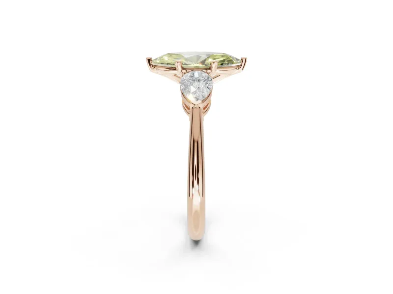 Marquise 3-Stone Engagement Ring Setting for a Fancy Yellow Lab-Grown Diamond | Rose Gold