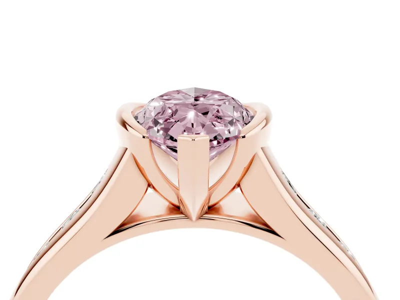 Marquise Half Bezel Engagement Ring Setting for a Fancy Pink Lab-Grown Diamond | Rose Gold