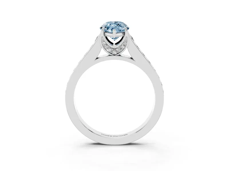 Marquise Graduated Pavé Engagement Ring Setting for a Fancy Blue Lab-Grown Diamond | Sterling Silver