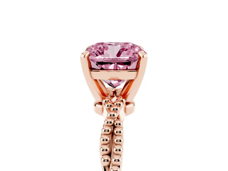 Cushion Cut Twisted Solitaire Engagement Ring Setting for a Fancy Pink Lab-Grown Diamond | Rose Gold