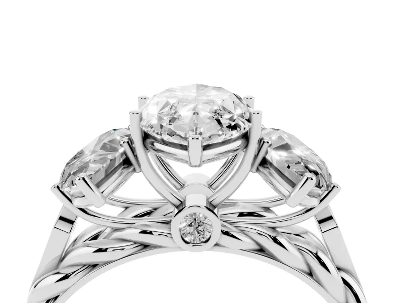 Marquise Cut Diamond Three-Stone Ring Set in Platinum with Braided Band