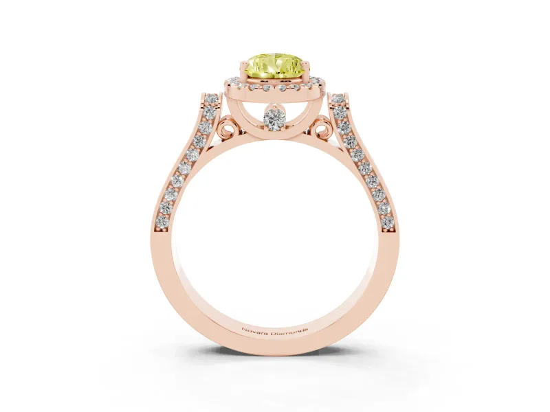Pear-Shaped Halo Engagement Ring Setting for a Fancy Yellow Lab-Grown Diamond | Pavé Panel Shoulders | Rose Gold
