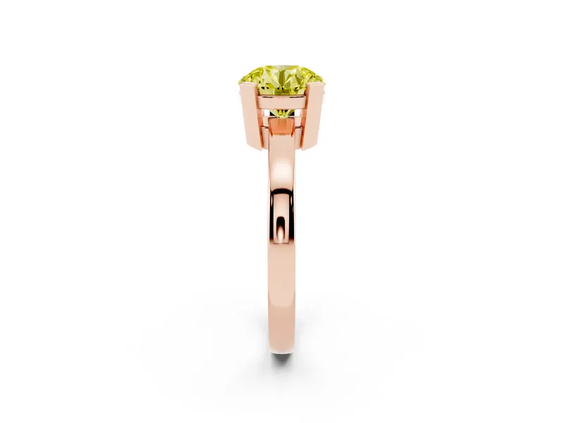 Round Tab Prong Solitaire Engagement Ring Setting for a Fancy Yellow Lab-Grown Diamond | Rose Gold