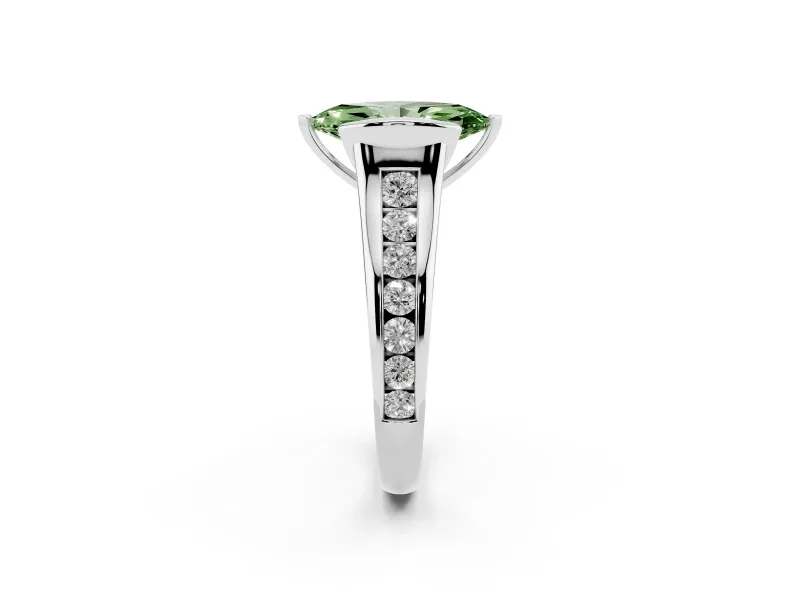 Marquise Half Bezel Engagement Ring Setting for a Fancy Green Lab-Grown Diamond | White Gold
